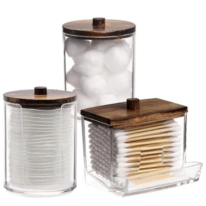 Bathroom Organizer Accessories Set, Qtip starting, storage with light plastic lids, cotton ball dispenser, cotontes jar 9 Main Sales Cotonetes - №2