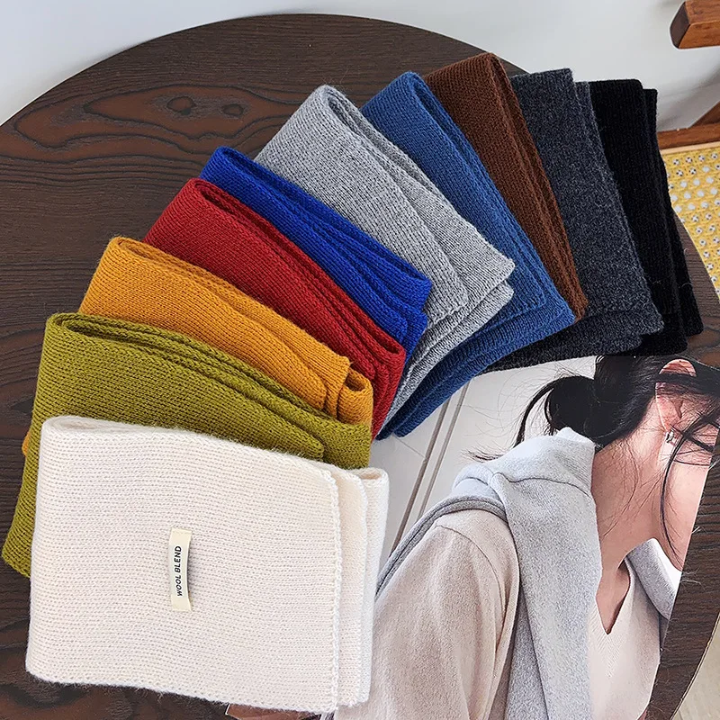 وشاح منسوج من مزيج الصوف لفصل الشتاء، وشاح ناعم ودافئ بلون سادة للجنسين - وشاح شتوي مريح للطقس البارد دافئ بلون سادة