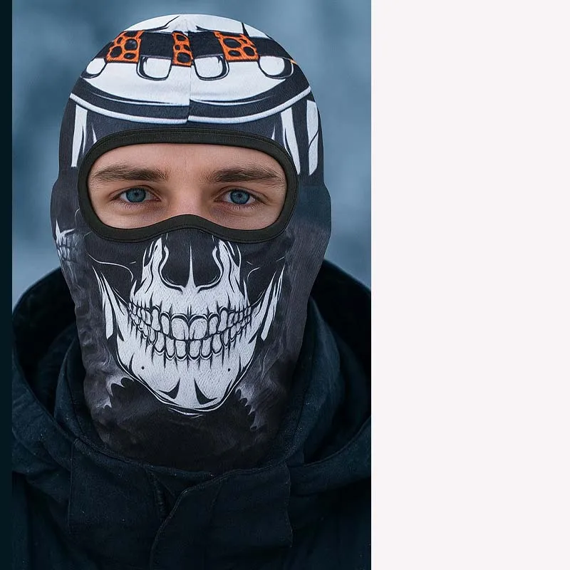 

Motorcycle head cover non-slip sweat-absorbent quick-drying hooded hat ghost skull digital print ice silk neck gaiter sun protec
