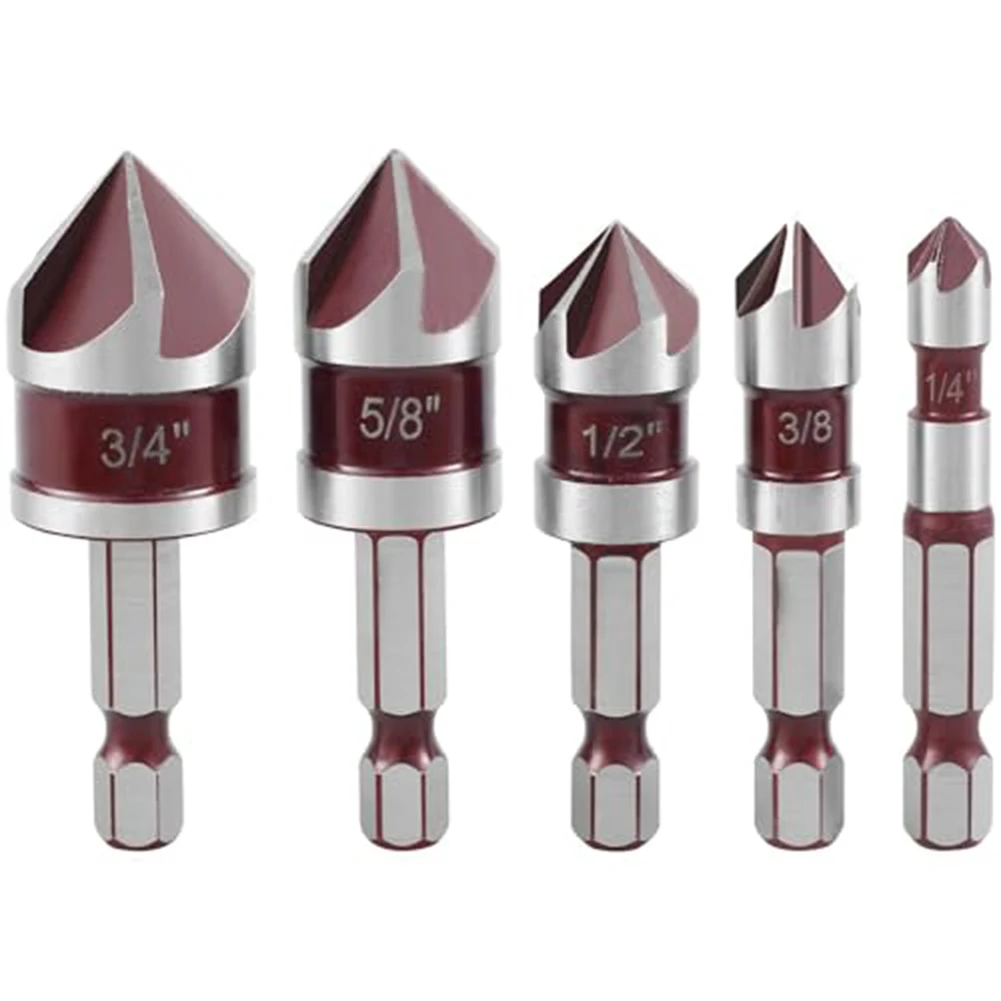 Cobalt Drill Bits 5pc with 82 Degree Tip for Efficient Chip Removal and Clean Hole Finish in Various Materials