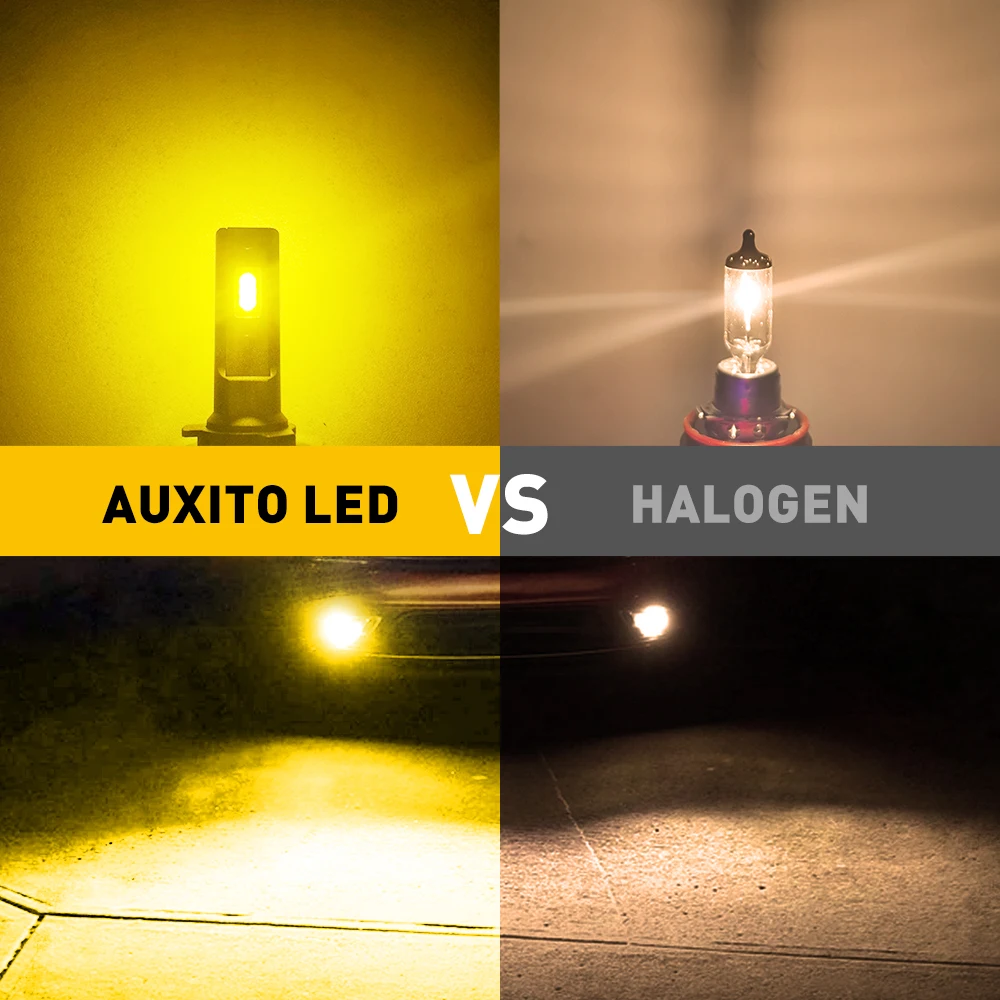2Pcs AUXITO Fog LED H8 H9 H11 H10 H16JP 5202 880 H27W/1 White/Yellow Amber Canbus Fog Lights DRL 48W High Power 12V 2000LM CSP