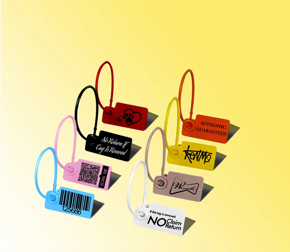 100 Stück Kunden spezifisches Hänge-Tag-Kunststoff-Einweg-Kleidungs stück Preis Markenlogo-Geschenk-Einzelhandels-Sicherheits etiketten für Schuhe und Taschen 160mm – Detail 1