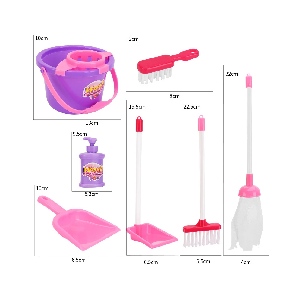 7-delige schone vloer dweilen speelgoed bezem kinderen schoner schoonmaken spelen mops voor kinderen kindergereedschap accessoires
