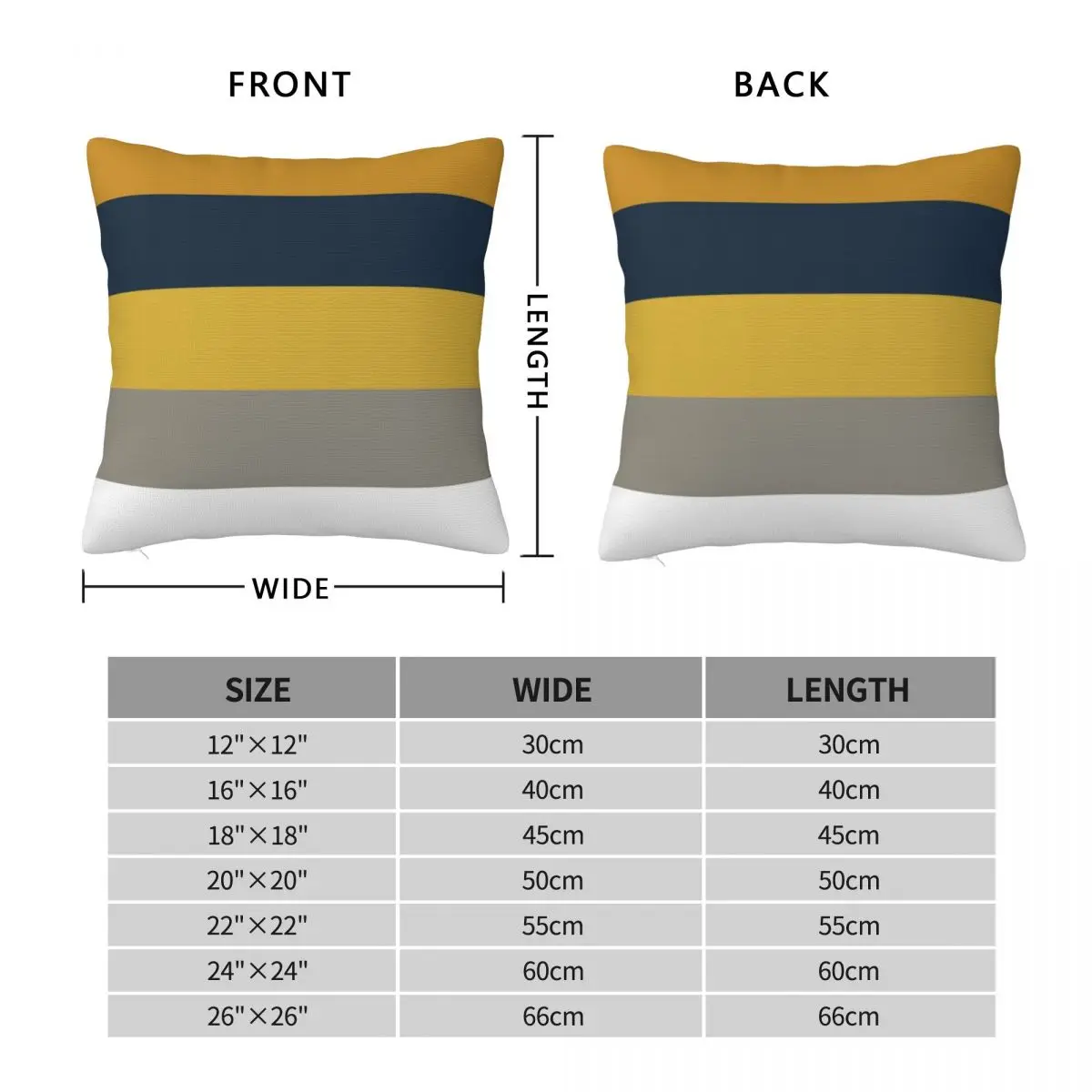 Yellow White Blue Broad Stripes Square Pillowcase Polyester Linen Velvet Creative Zip Decor Pillow Case Car Cushion Cover 45x45