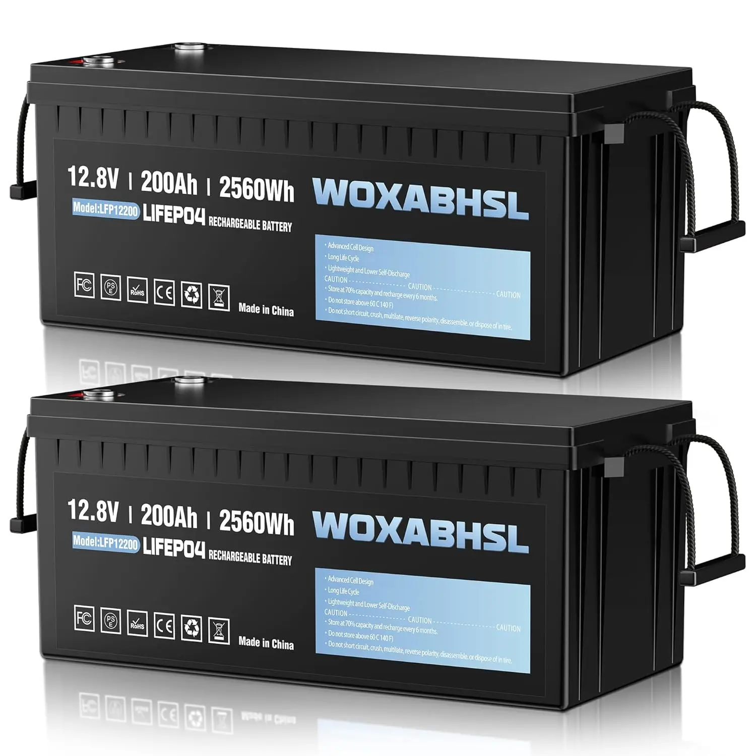 

12V 200Ah Lithium LiFePO4 Battery, Built-in 200A BMS, 15000+ Deep Cycles, Max 2560W Power Output, FCC&UL Certificates,, Custom
