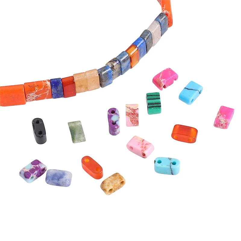 10 Stück transparente halbe TILA-Perlen mit 2 Löchern, quadratisch, flach, farbig, hell, lose Abstandsperlen für DIY-Schmuckherstellung, Zubehör – Detail 1