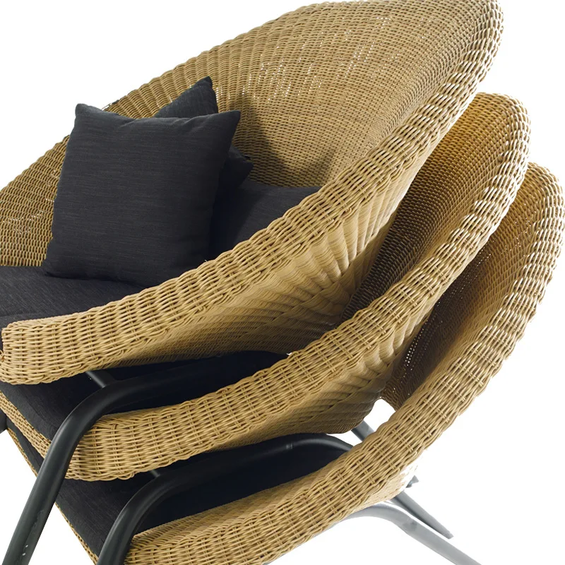 Outdoor rattan chair sofa balcony leisure chair waterproof rattan single double coffee table sofa combination three-piece set