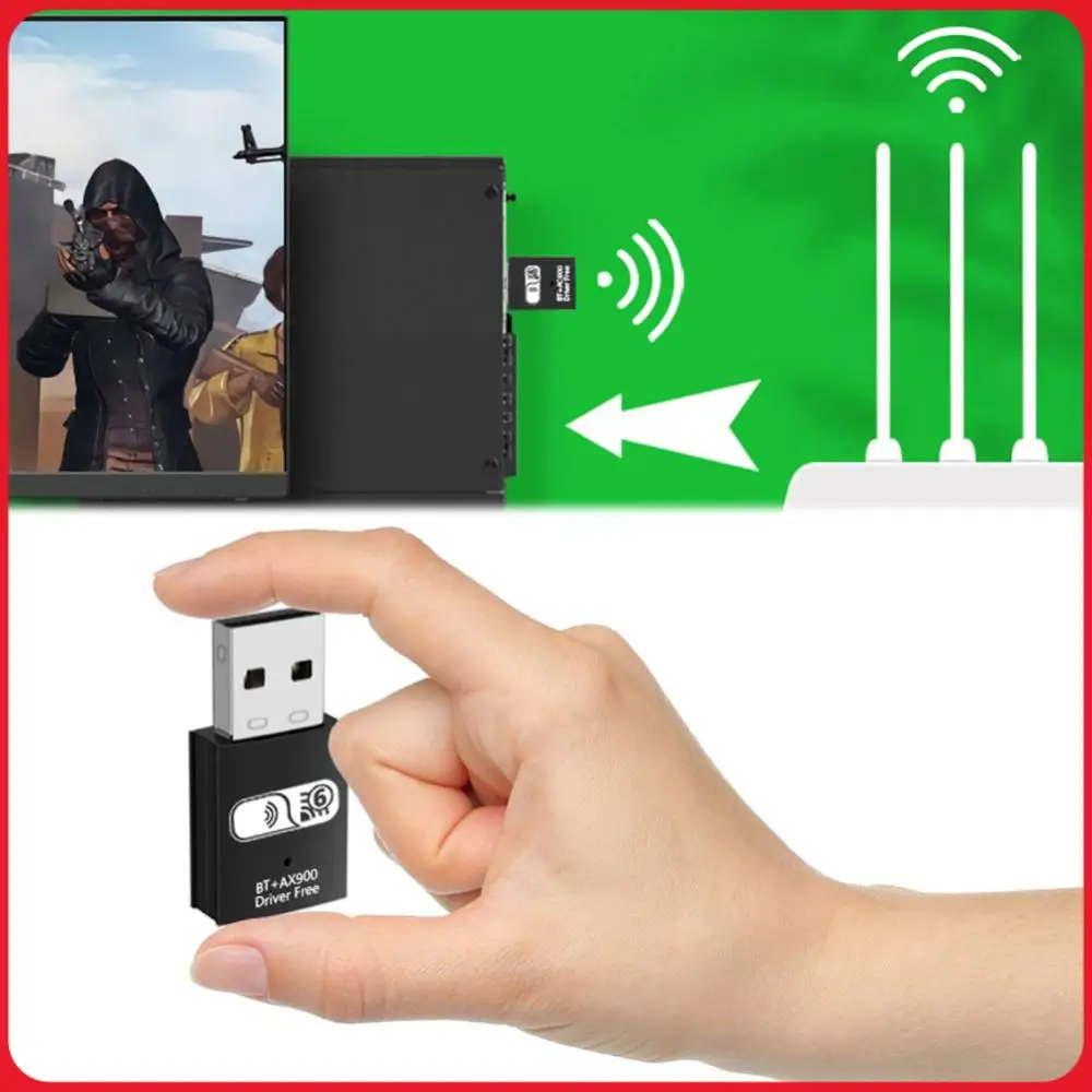 

BT5.4 USB WiFi Adapter Dual Band 2.4G & 5G WiFi 6 LAN Card 900Mbps External Network Receiver Transmitter for Home Office