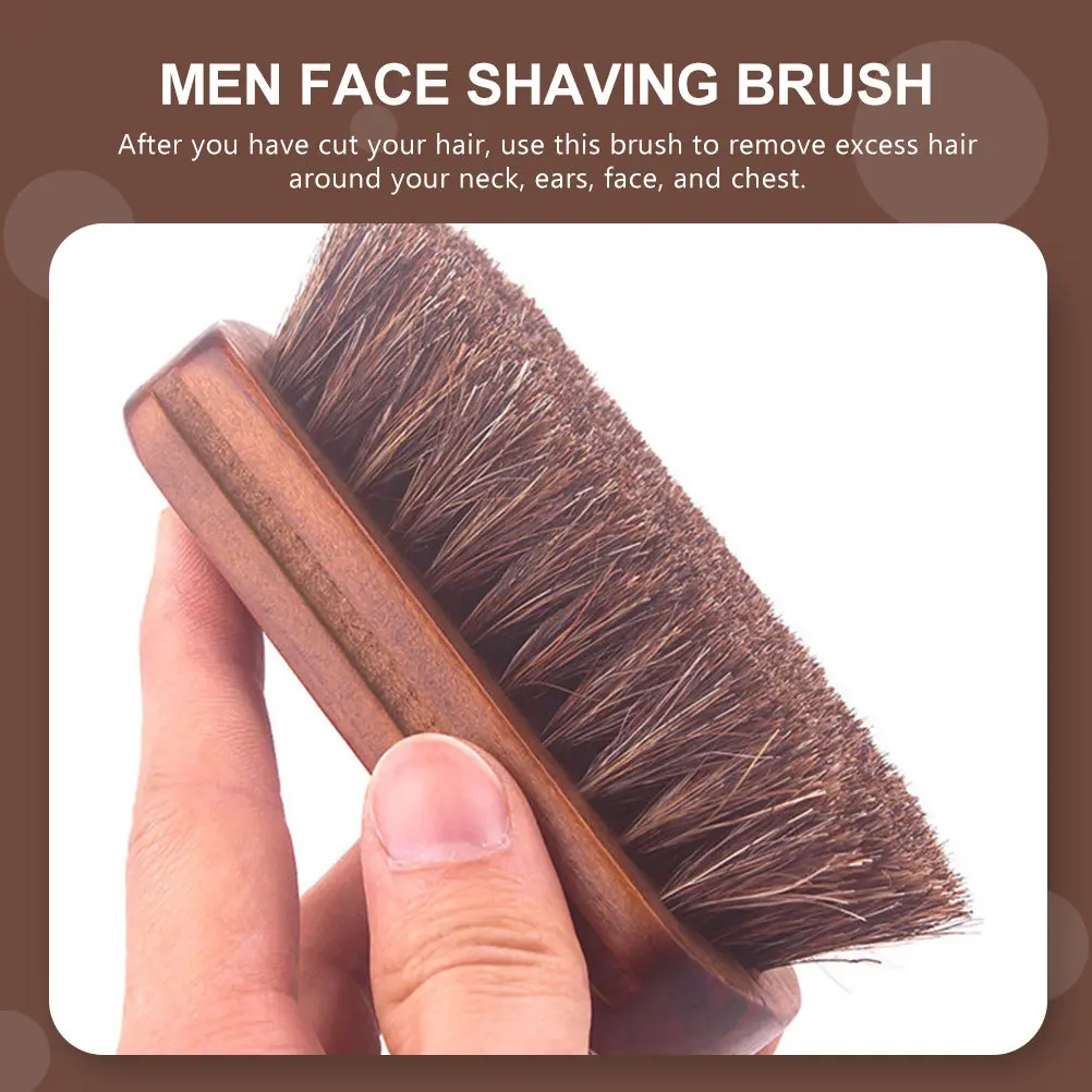 Men Beard Brush Wooden Handle Premium Horsehair Bristles Cleans Excess Hair After Trimming Beard Mustache Face Neck Chest