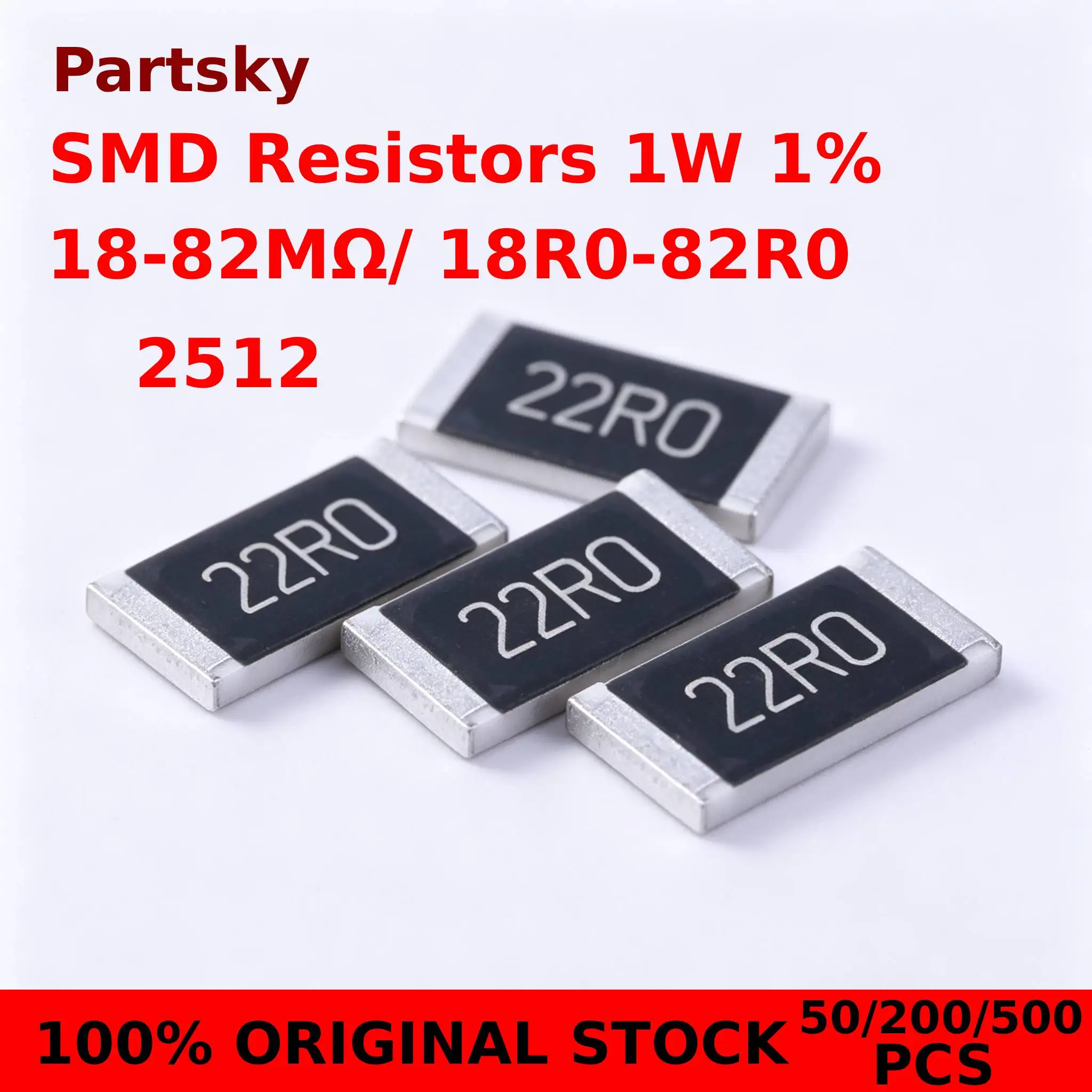 50/200/500pcs NEW ORIGINAL 2512 SMD Resistor 1% 18-82ohm 18 20 22 24 27 30 33 36 39 47 49.9 51 56 62 68 75 82ohm IN STOCK