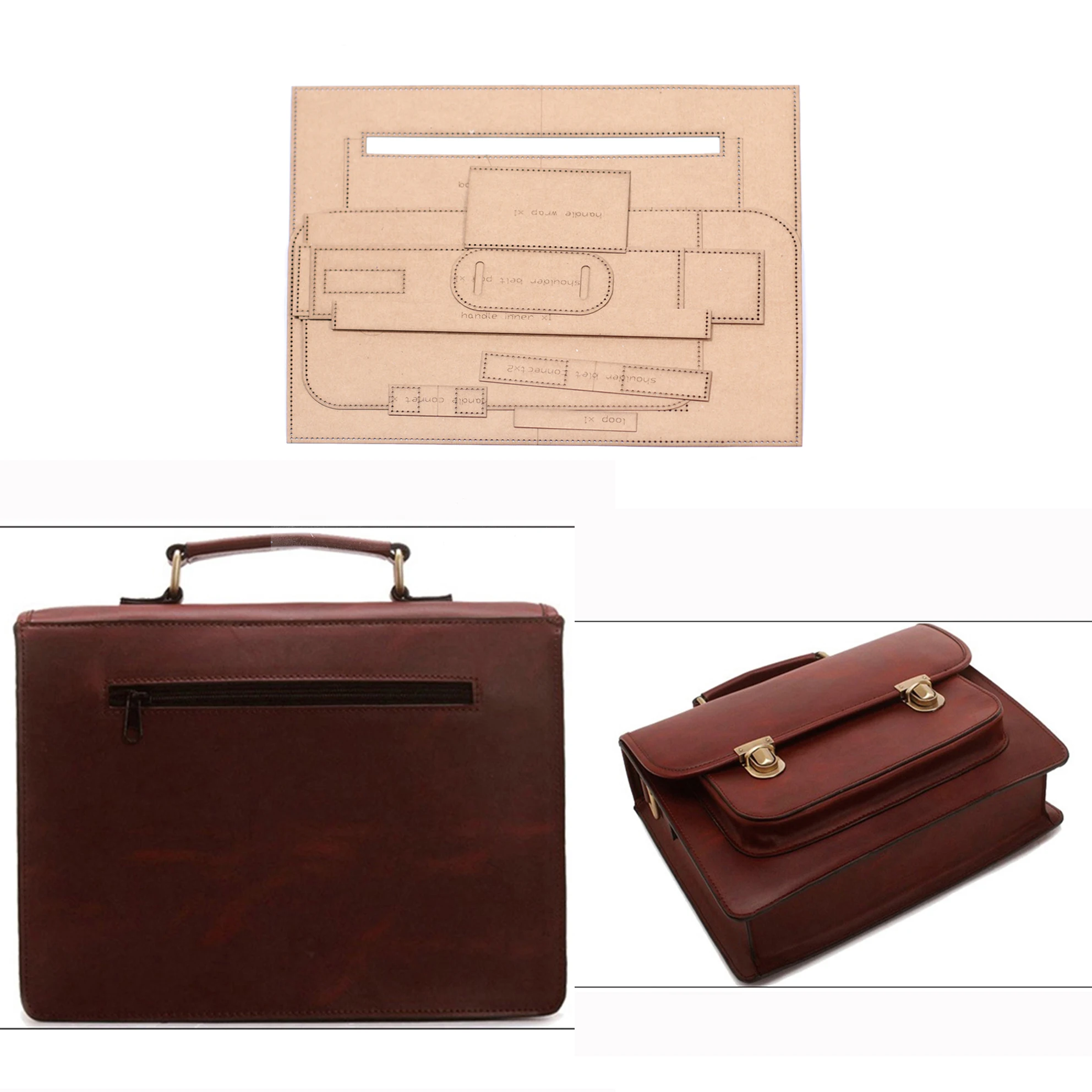 diy Leather kraft shoulder bag suitcase die cutting kraft paper sewing pattern hollowed stencil template 38x27x9cm