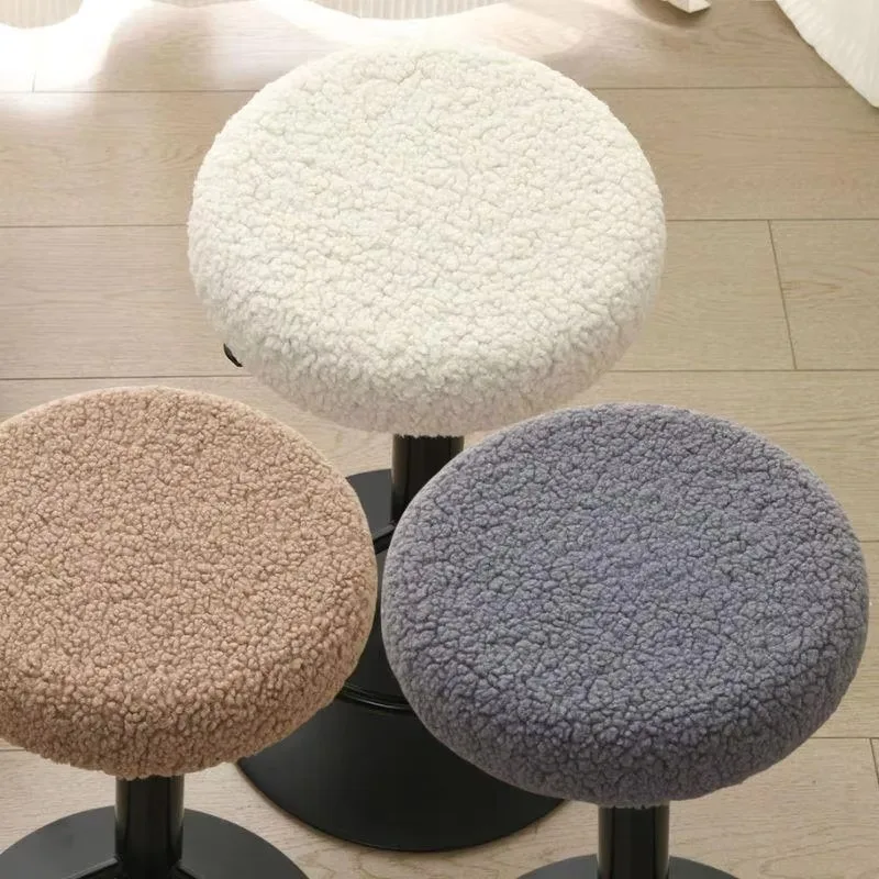 

1PC Teddy Fleece Stool Cover for Round Swivel Chair Universal Salon and Home Use Stool Seat Slipcovers Banquet Dining Chair Case