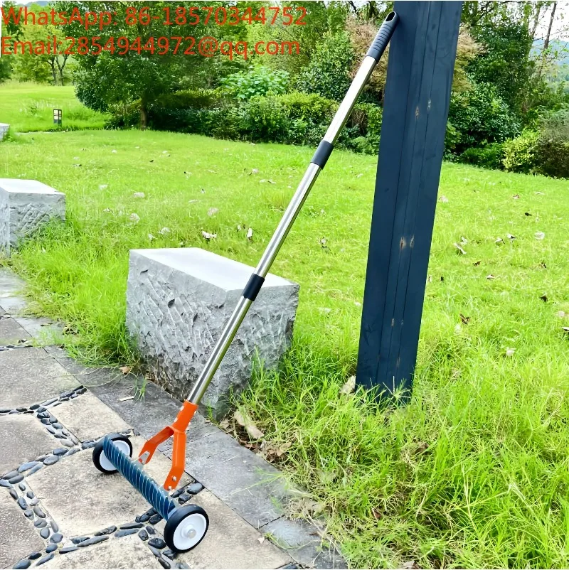 Belt-wheel Weed Roller Rake, Lawn Leaf and Dead Grass Rake, Soil Loosening Rake, Garden Cleaning Rake