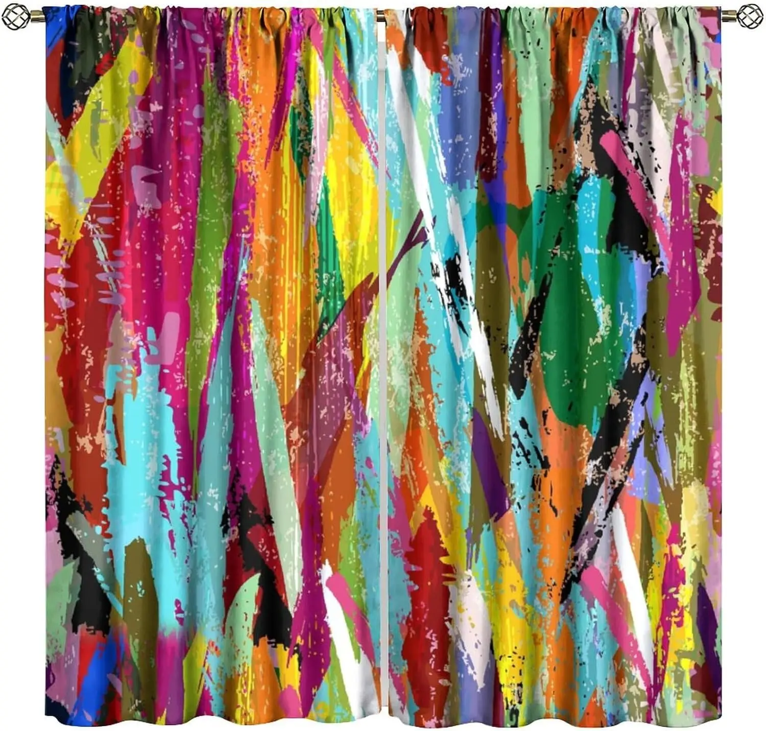 Colorful Abstract Curtains, Rainbow Design Painting Art Home Decor Drapes Bedroom Living Room Rod Pocket Window Treatment