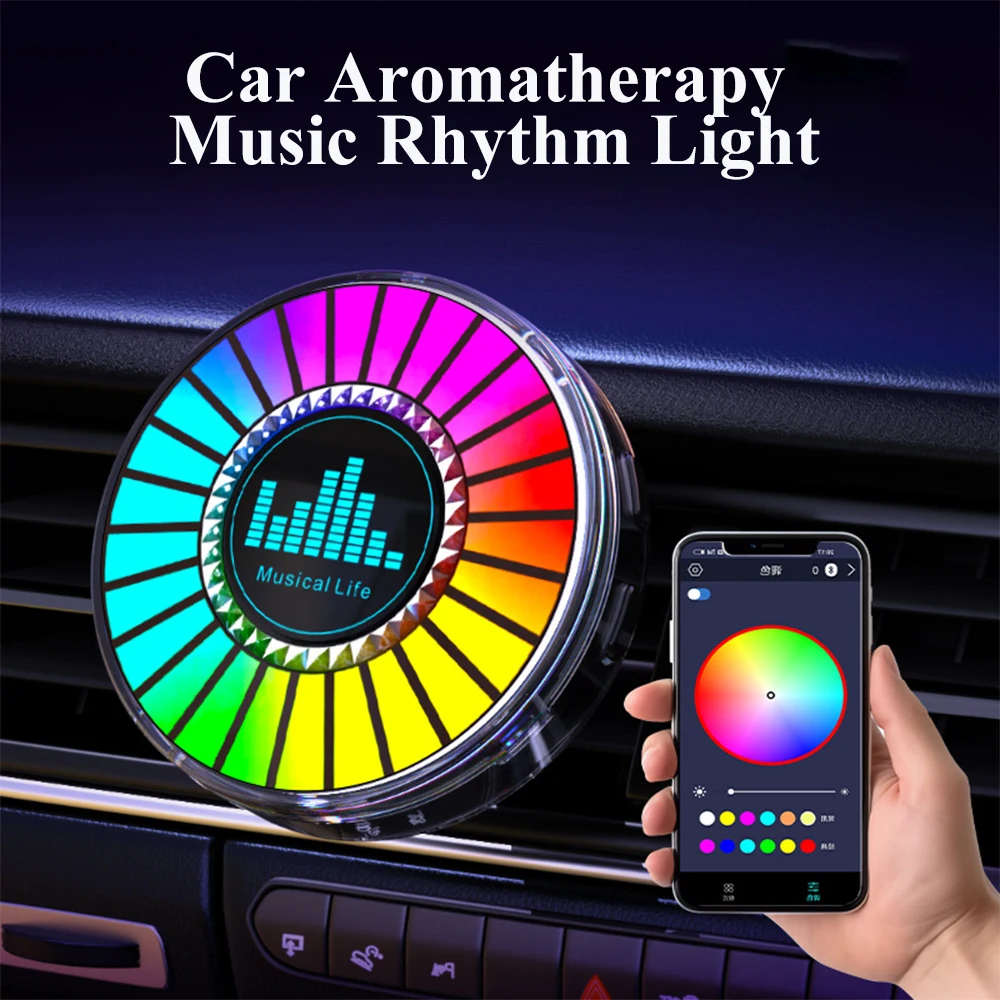 

RGB Car Music Rhythm Light Rechargable Air outlet Led Sound Music Light With Aromatherapy Function Desktop atmosphere Light