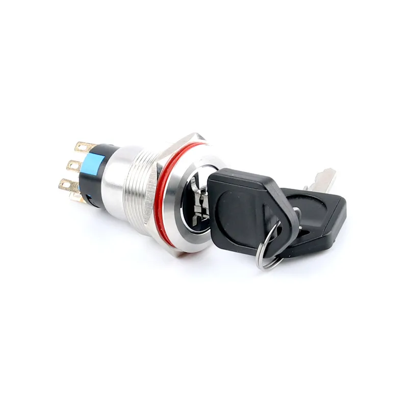 19mm 22mm Waterproof Metal Knob Switch with Key Rotary Switch Second Gear Third Gear Knob Self Locking Switch