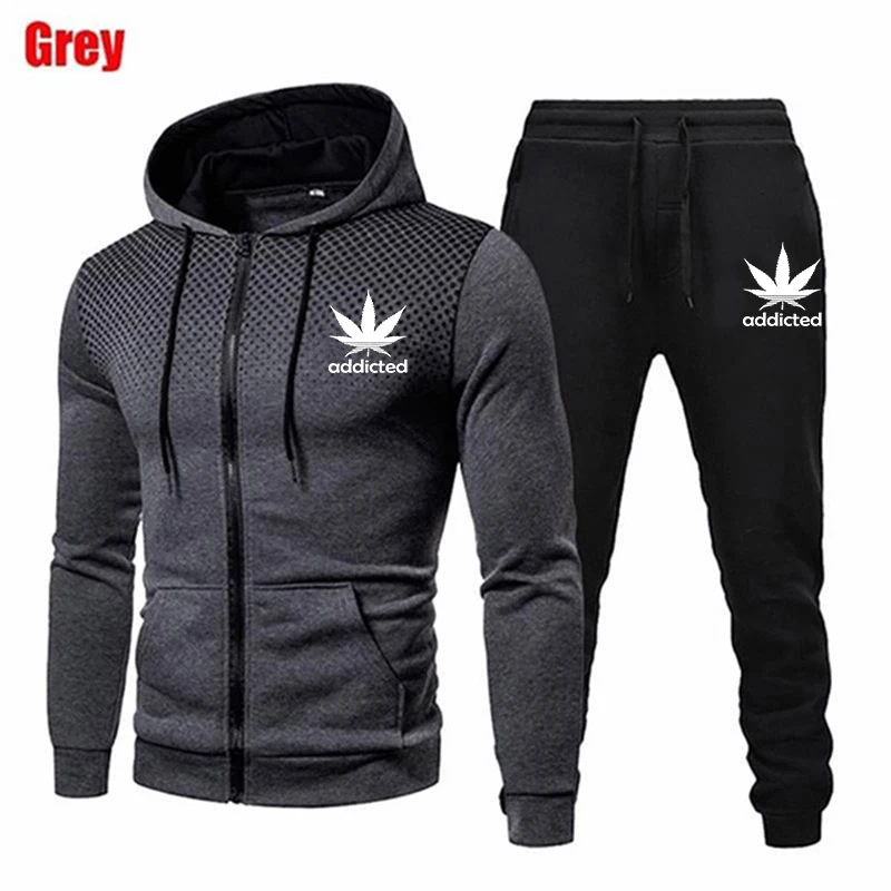 Autumn Winter Mens Tracksuits Printing Hooded Sweatshirt Suit Casual Zipper Jacket+Jogging Pants Set Hot sales Commute Clothing