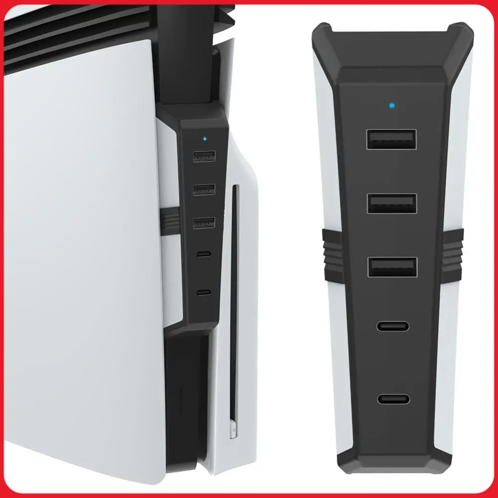 

5-портовый удлинитель для передачи данных с 3 портами USB 2.0, 1 портом USB Type-C и 1 портом Type-C 3.1 для консоли PlayStation 5 Pro (дисковая версия и цифровая версия)