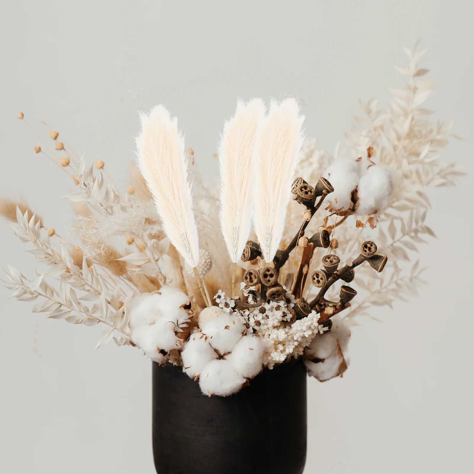 

18 Forks 110cm Artificial Home DecorFluffy Bouquet Wedding Flower Arrangement Dry Stem Vase Yellow Color