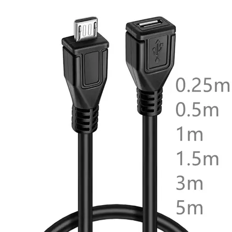 마이크로 USB 2.0 B 타입 수 암 익스텐션 OTG 케이블 와이어 연장기, 충전 날짜 OTG 케이블 코드, 10cm 30cm 1m 3m 5m M/F