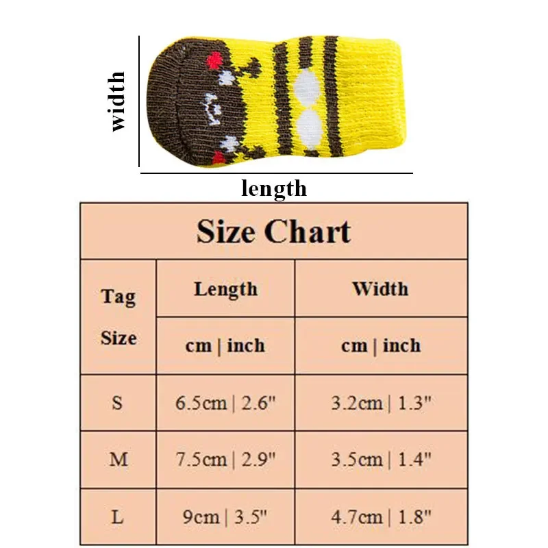 4Pcs Cute Pet Dog Socks Print Anti-Slip Cats Puppy Shoes Paw Protector Products for Small Breeds York Dogs Chihuahua