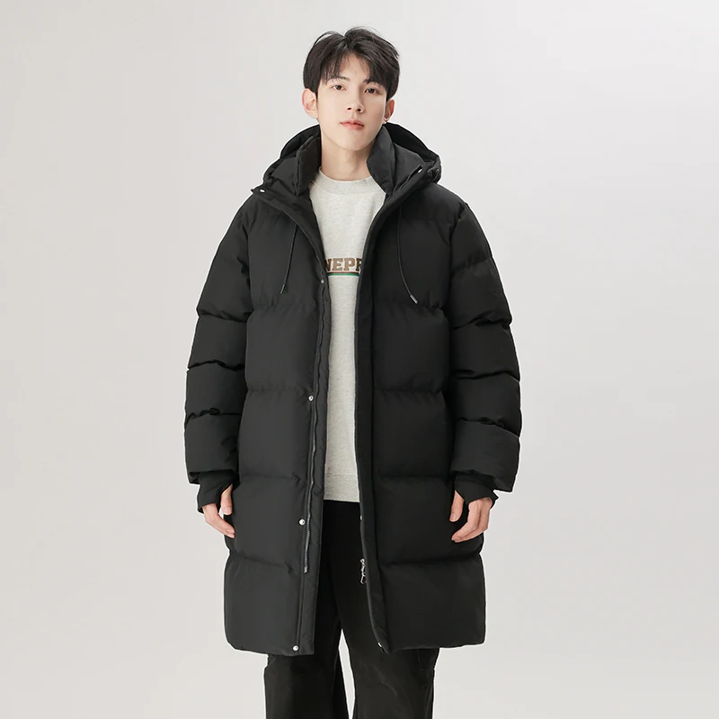 

aphene Thiened Long Hooded Cotton Jaet Men's Winter Coat Warmtroof Youth Faion Stand Fit Polyester Fiber Fill