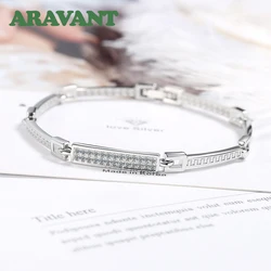 Aravant 925 Silver Pave Zircon Bracelets Chains For Women Fashion Wedding Jewelry