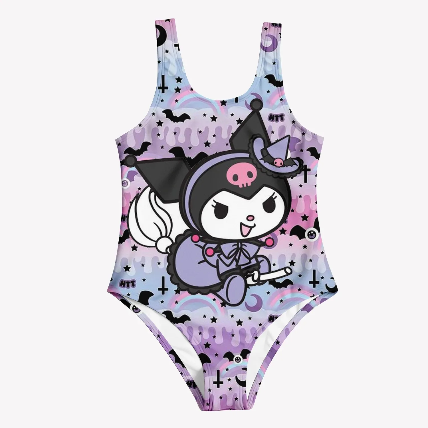 Girl\'s Swimsuit Summer Children\'s Swimsuit Miniso Kuromi 3d Printing Cute Beach Vacation Swimming Children\'s Clothing Fashion