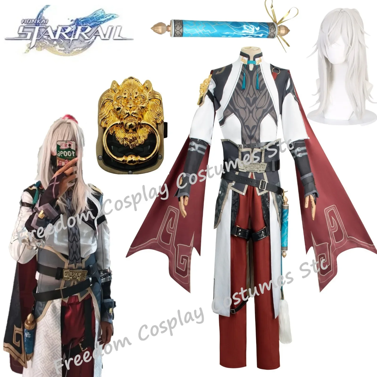 

Honkai: Star Rail Jing Yuan Cosplay Costume Wig Uniform Suit Set Outfits Anime Game Jingyuan Costumes for Halloween Carnival