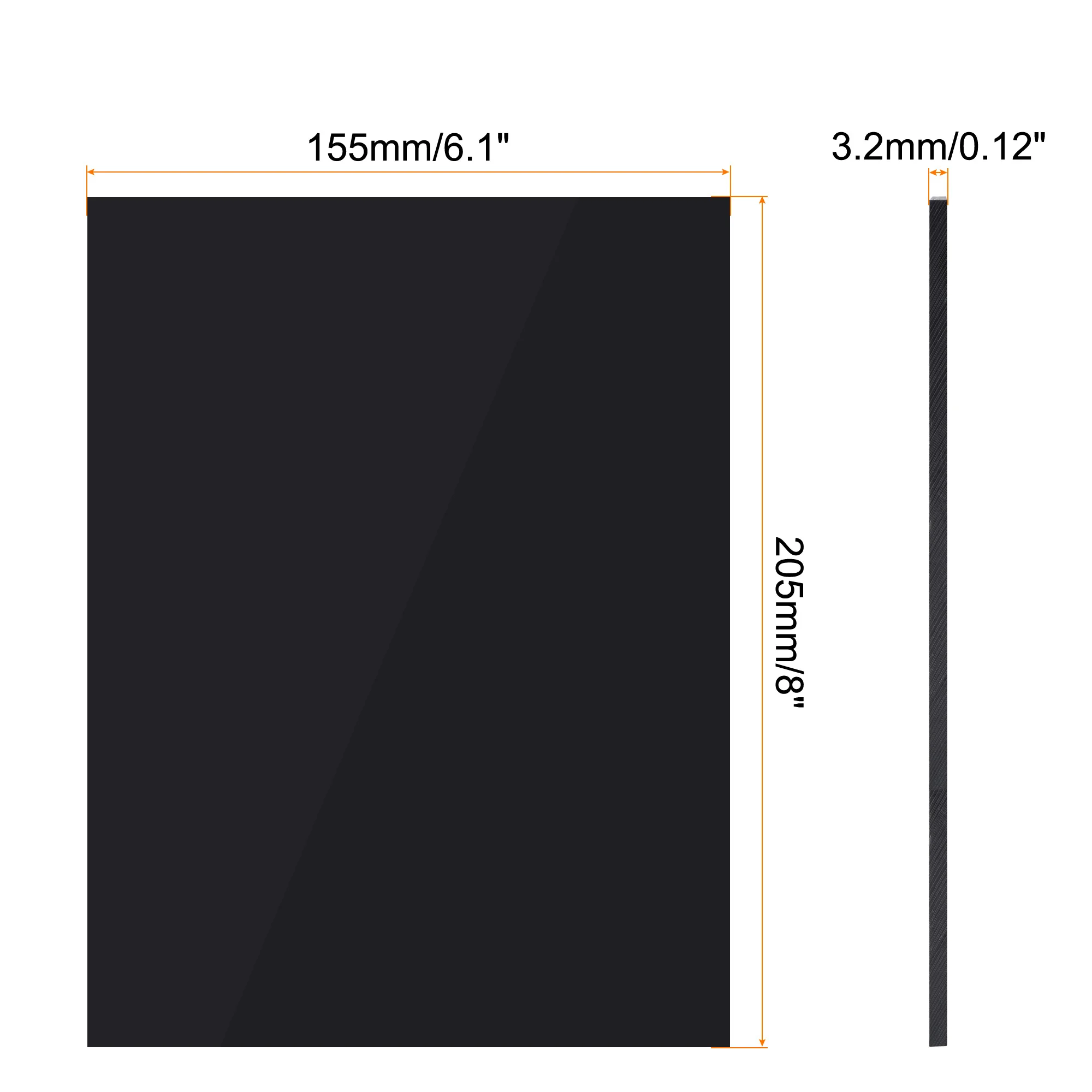 uxcell UHMW Sheet Ultra High Molecular Weight Polyethylene Sheet Hard Plastic Sheet Board 6.1''x 8 '' x 0.12'' Black