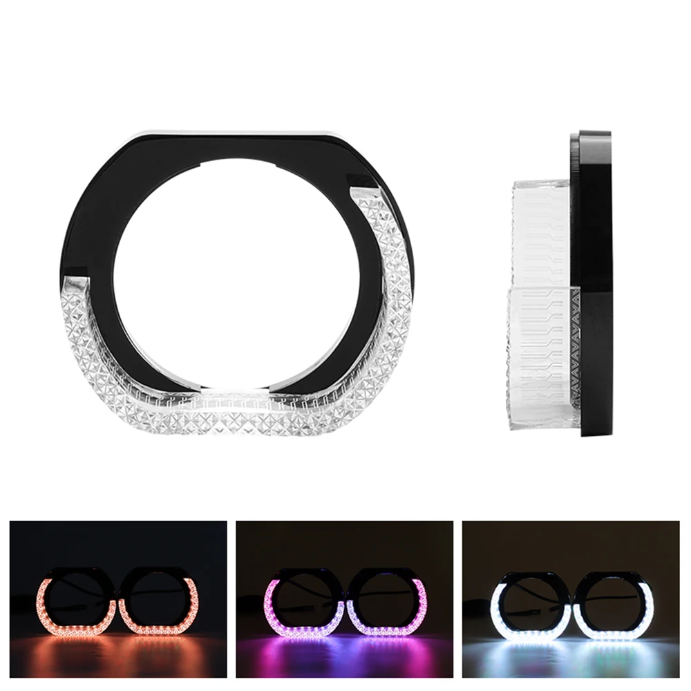 2.5 3 Inch 5D RGB LED Angel Eyes Halo Rings DRL Covers With Turn Signal Light App Control Headlight Halo Covers Ambient Lighting