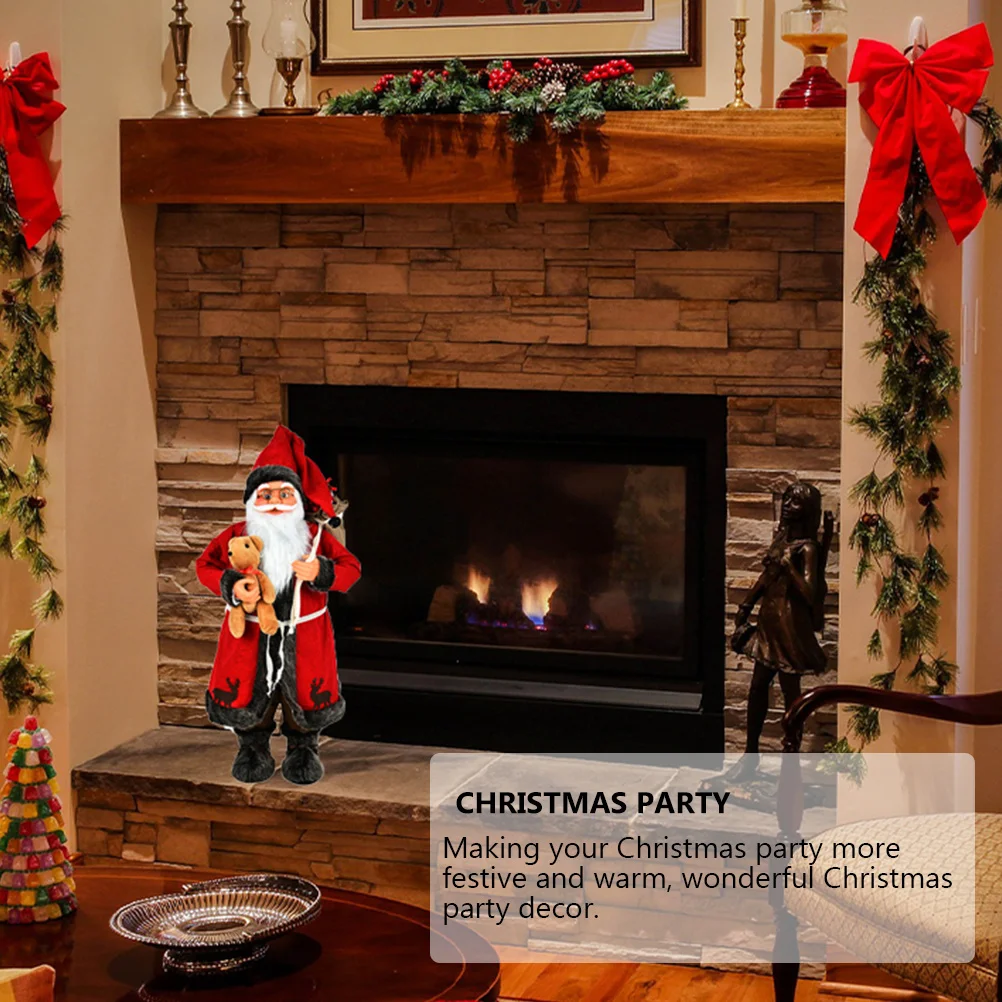 

1Pcs Santa Claus Xmas Decor Red Classic Plastic Polyester Christmas Party Decoration Home Office Garden Showcase Ornament