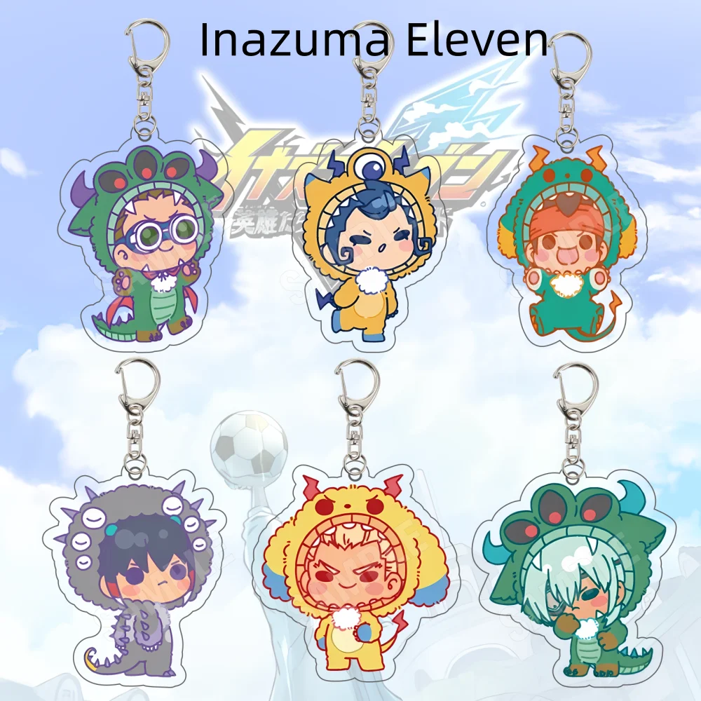 Anime Inazuma Eleven 6CM Double Sided Keychain Endou Gouenji Fubuki Kidou Collectible Gift for Fans Chibi Monster Hoodie Ver.