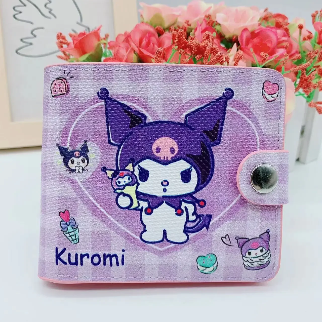 Sanrio-cartera de PU con estampado de dibujos animados para mujer, monedero de Hello Kitty, Kulomi Melody, Cinnamoroll, portatarjetas de