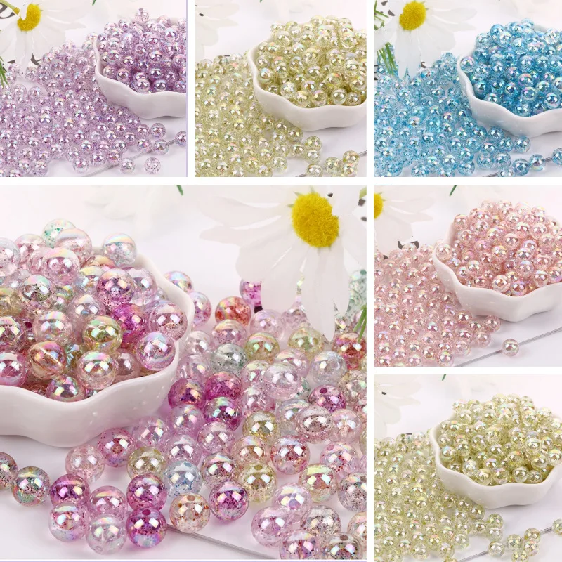 

25-1000pcs 4/6/8/10/12mm AB Color Clear Loose Round Transparent Spacer Bead DIY Bracelet Material E1222