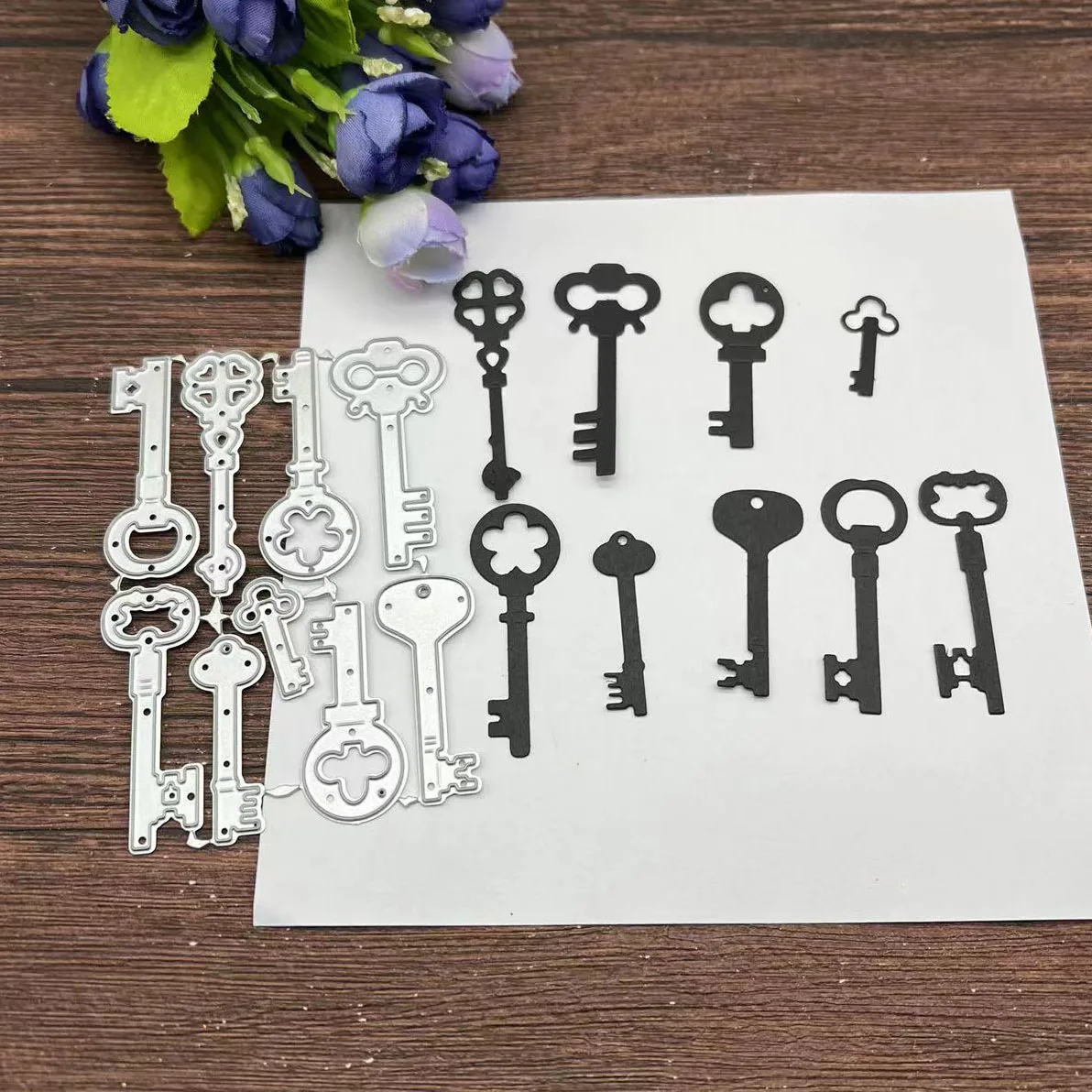 9 sztuk klucze w stylu Vintage zestaw metalu wykrojniki szablony dla DIY Scrapbooking dekoracyjne wytłaczanie rzemieślnicze szablon