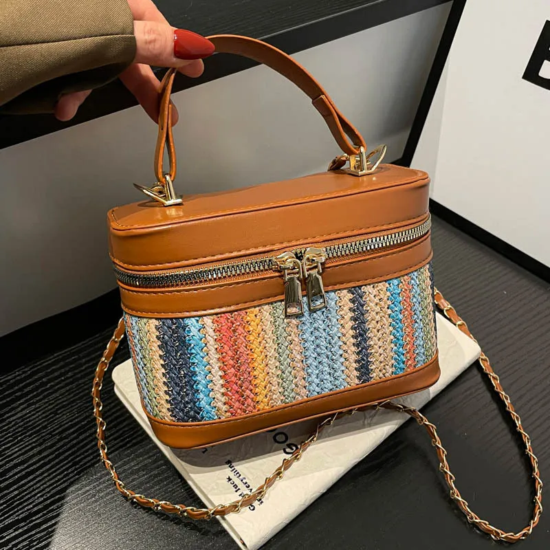 bolsa-de-ombro-feminina-vintage-versatil-em-patchwork-com-cores-contrastantes-bolsa-de-mao-simples-e-portatil-para-meninas-com-alca-de-corrente