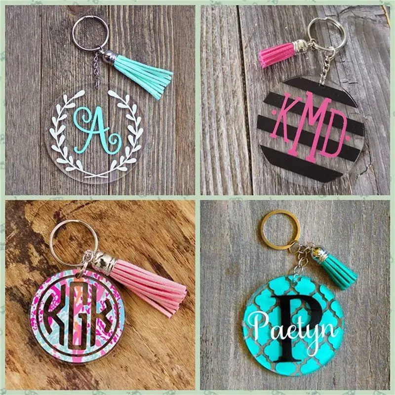 GTBL Acrylic Circle Keychain Blanks Clear Kit 240Pcs For Vinyl Project, Including Acrylic Disc Blanks, Tassels, Silver