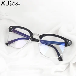 XJiea-gafas con luz azul para hombre y mujer, lentes redondas semirmontura a la moda, accesorio para ordenador de oficina, 2024