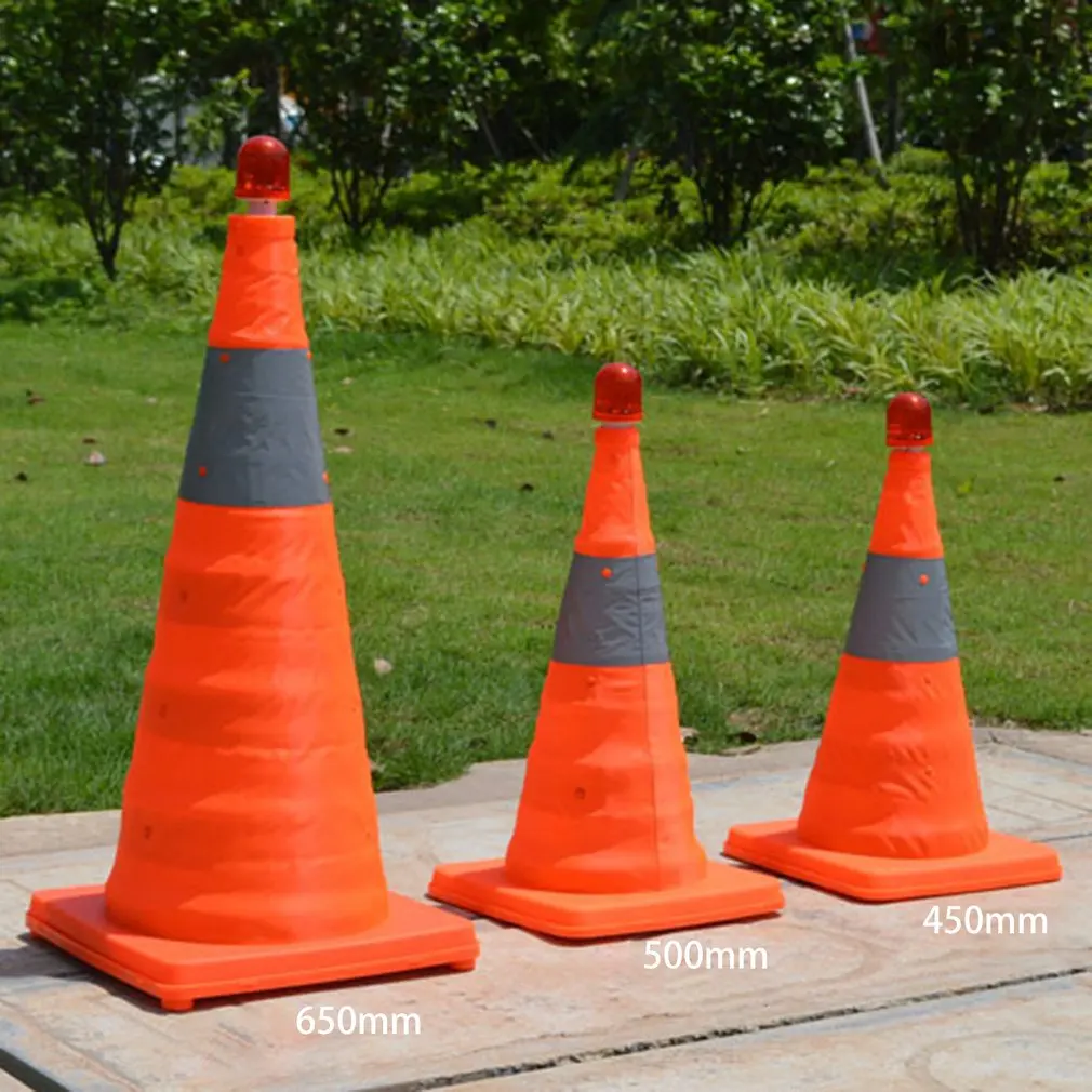 Hot Telescopic Folding Road Cone Barricades Warning Sign Reflective Oxford Traffic Cone Traffic Facilities For Road Safety