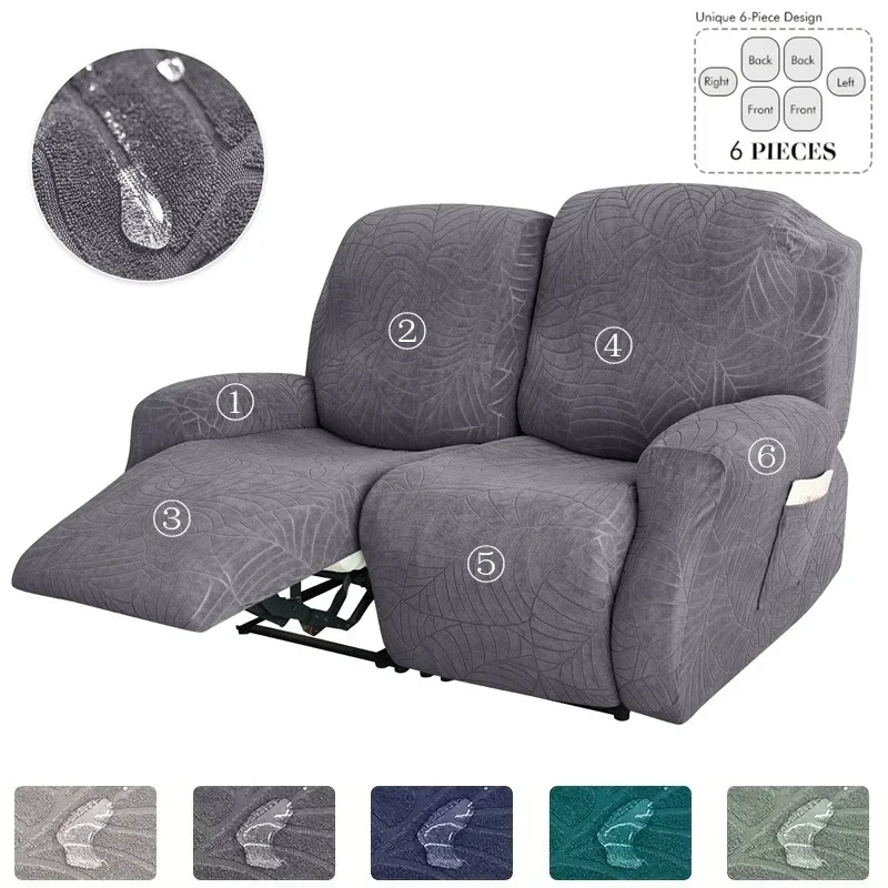 2 Seater Jacquard Stretch Recliner Sofa Covers Split Armchair Chair Cover Non-Slip Lazy Boy Chairs Slipcovers for Living Room