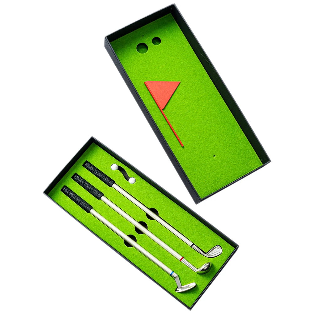 

1 set Golf Club Pen Set Metal Ballpoint Pens Golf Accessories for Men Fun Desktop Game Practice Equipment Kids Gift