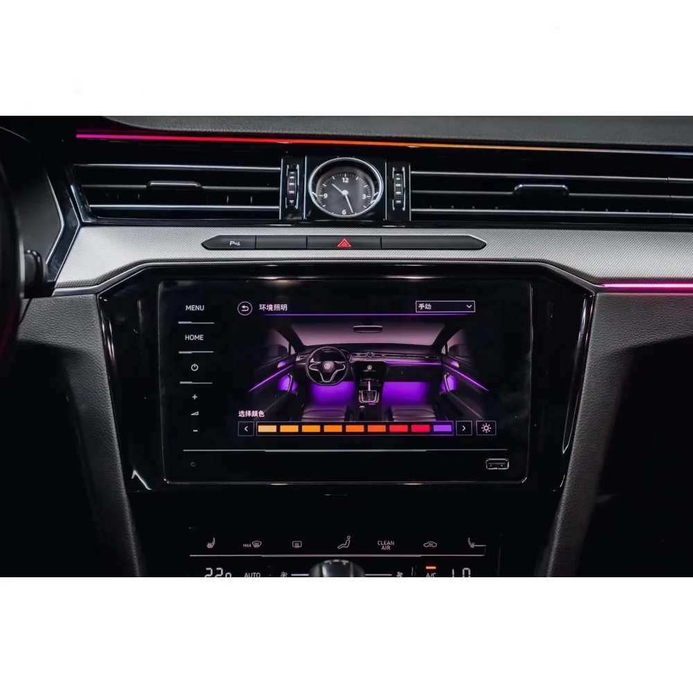 For VW Passat B8 Volkswagen Dynamic Atmosphere Light Chrome mold + Perfect instrument screen /APP control 64 color ambient light