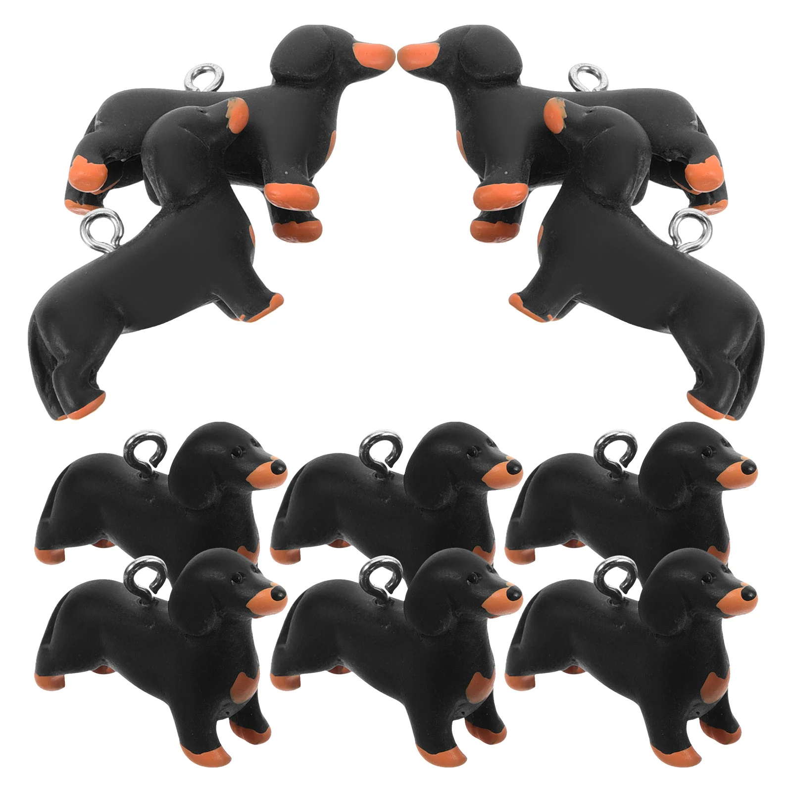 10 Pcs Dog Charms Dachshund Pendant Puppy Lover Metal Bracelet Ornaments