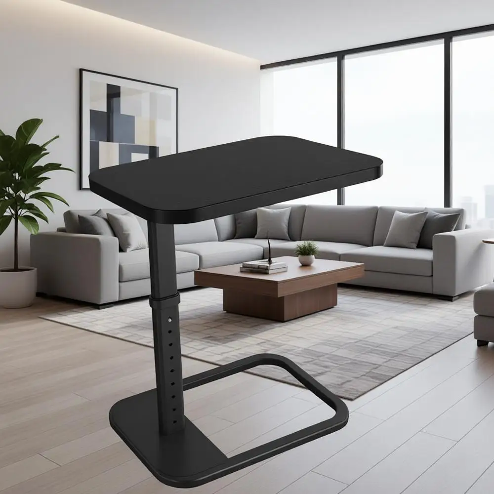 

Adjustable Height Round Metal TV Tray Table for Snacks, Laptop Use in Living Rooms and Small Spaces, Black