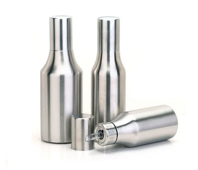 Dispensador de aceitunas y aceite de vinagre de acero inoxidable, bote de botella a prueba de fugas para cocina, barco de salsa saludable, 500/750/1000ml, KD 1451, 1 ud.