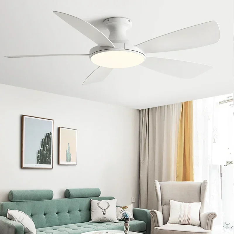 56Inch Low Floor Ceiling Fan Light Modern Black ABS Blade DC Remote Control Led Fan for Bedroom Restaurant Lights 110V 220V