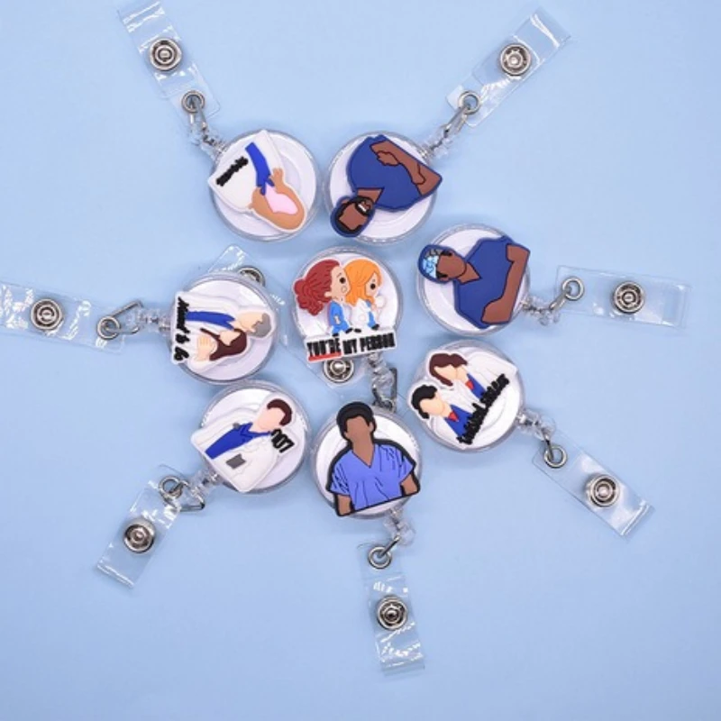 Cute Cartoon Nurse Badge Holder Reel Clips Simplicity Doctor Retractable Badge Id Card Holder Easy Pull Buckle Office Supplies