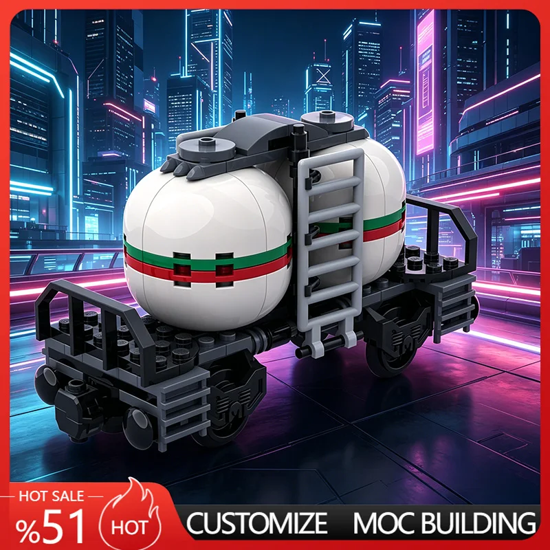 

134PCS Small Double Silo Rail Cart Model City Freight Railway Custom Building Blocks DIY Assembly Toy Gift For Train Hobbyists