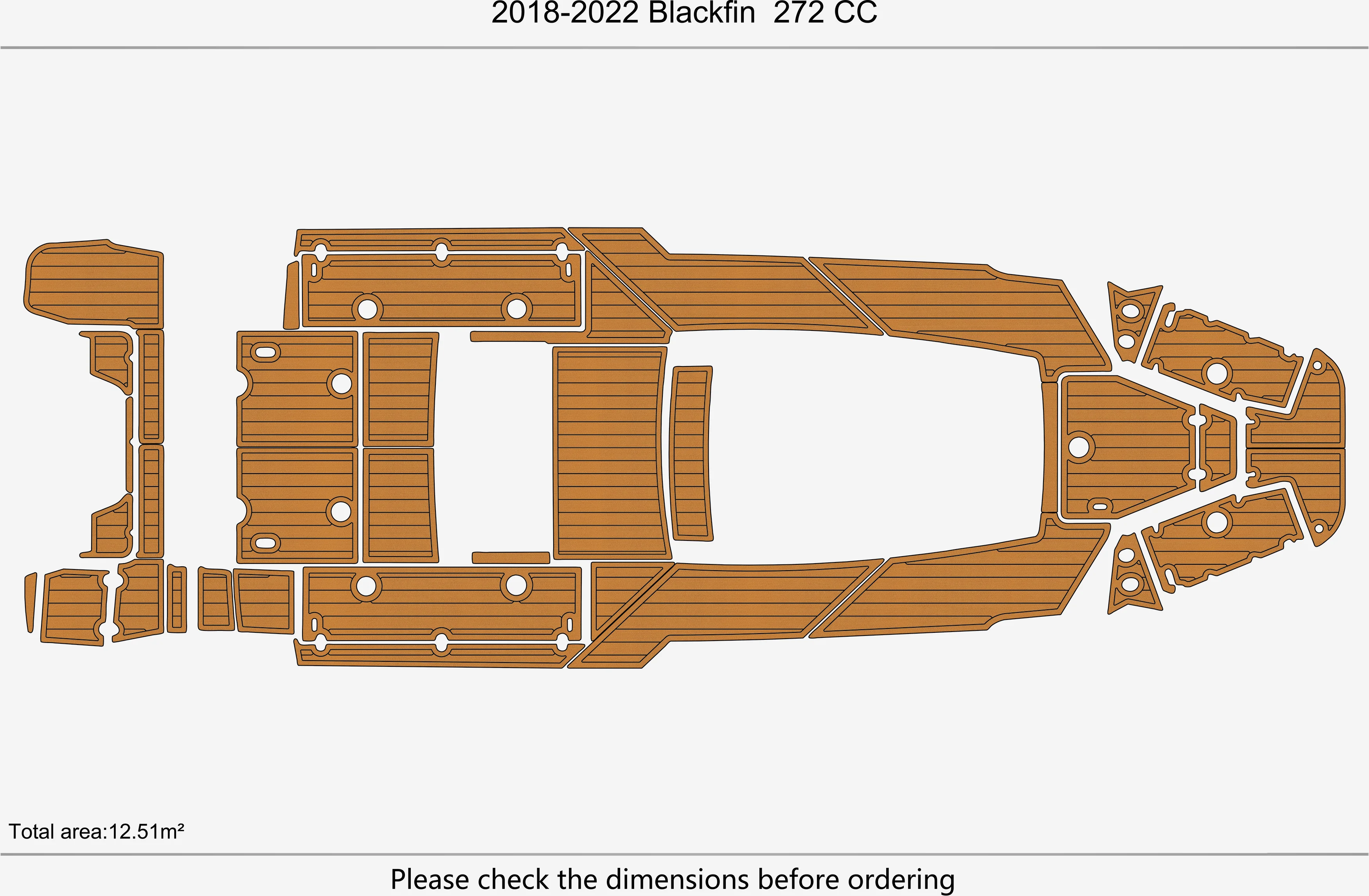 Eva foam Fuax teak seadek marine floor For 2018-2022 Blackfin  272 CC  Cockpit Swim platform  1/4